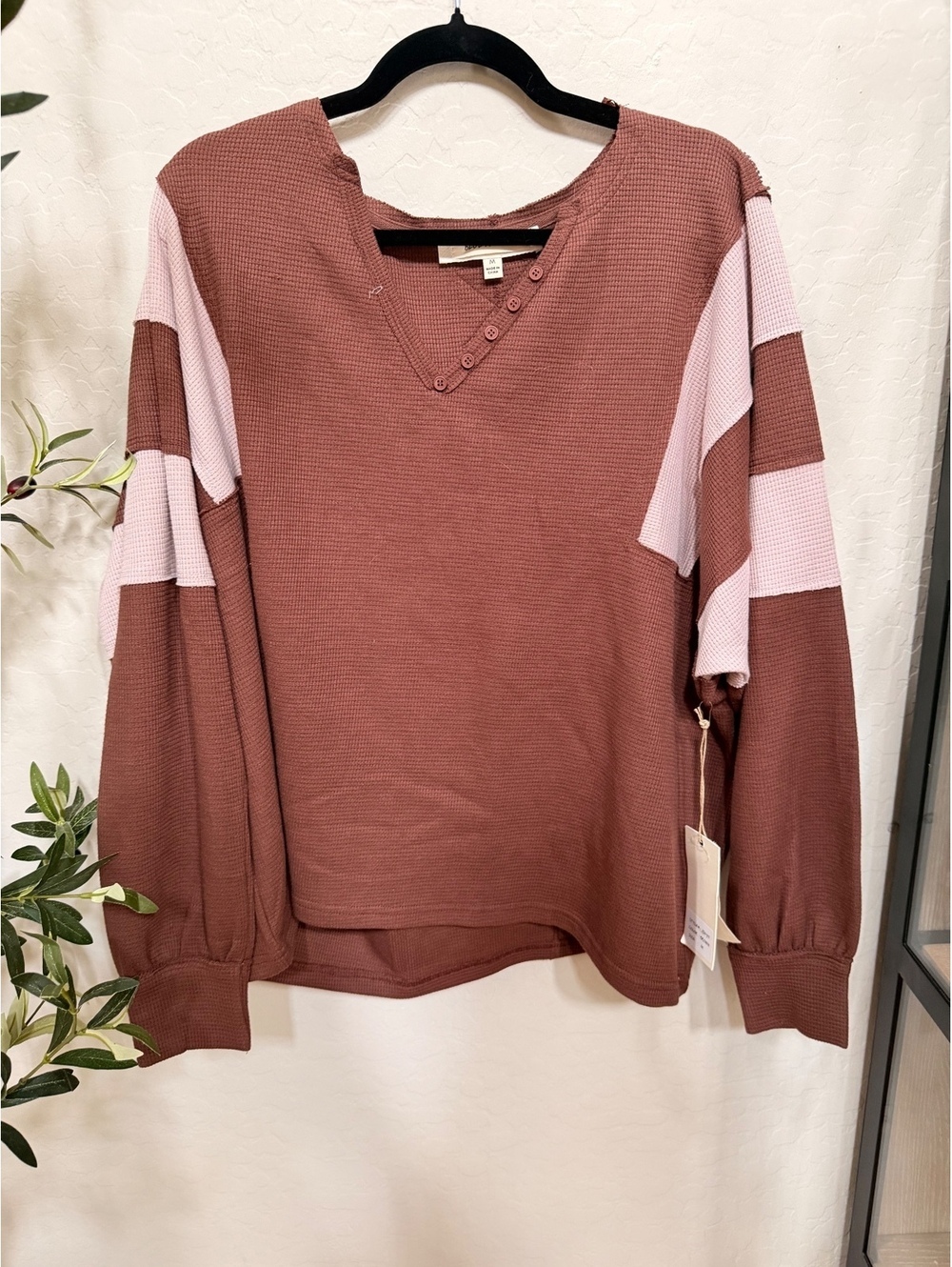 NWT Blue Velvet Long Sleeve Waffle Knit Top